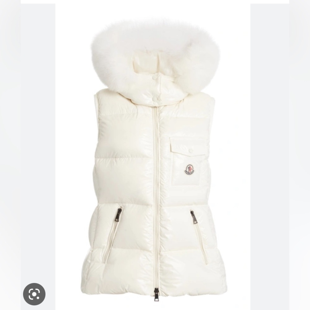 Moncler Balabio Down Puffer Vest with Removable Genuine Fox Fur Trim Hood - Picture 1 of 10